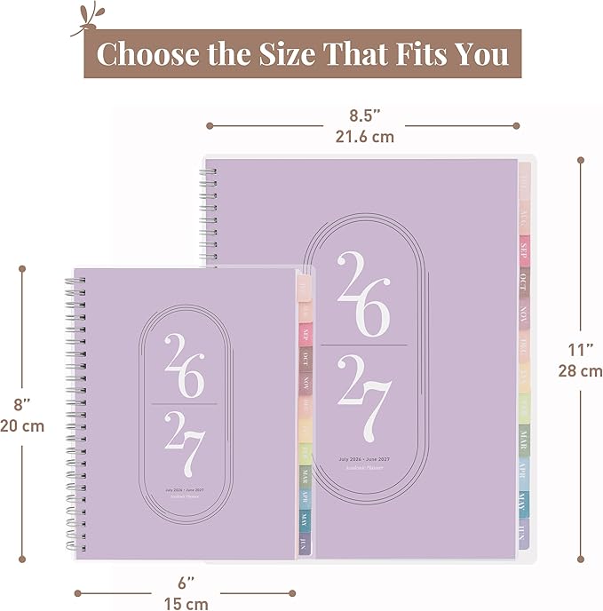 Rileys Academic Planner 2026-2027, Daily, Weekly & Monthly Planner, July 2026 - June 2027, Student Notes Pages, Twin-Wire Binding, Weekly Agenda for School & Work (8.5 x 11-Inches, Lilac)