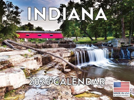 Indiana Calendar 2026 Wall 12 Month Monthly IN Scenic Souvenirs Hoosier Themed Gifts | American Made In The USA