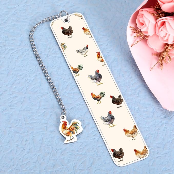 Funny Book Marks for Reading Women Chicken Lover Bookmark for Women Girls Farm Animal Lover Gift Reading Accessory Birthday Christmas Gift Gag Gifts Basket Stuffers Just a Girl Who Loves Chickens