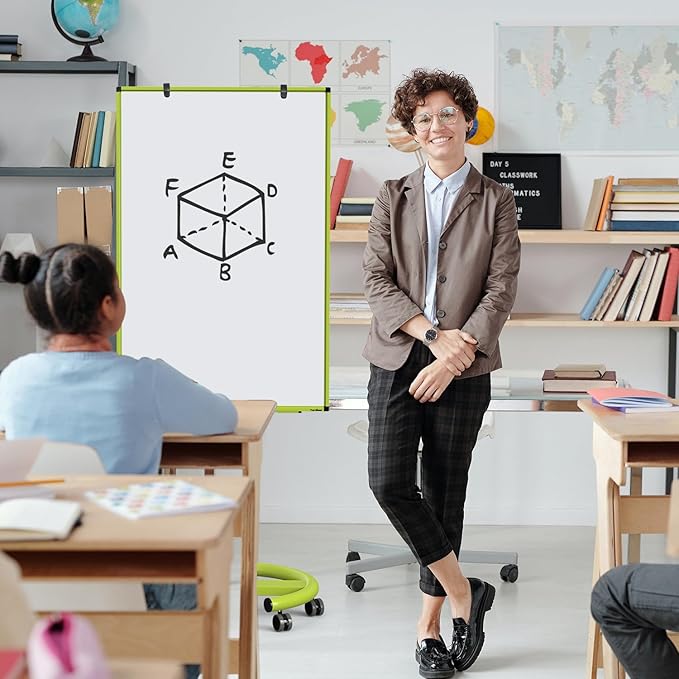 White Board on Wheels, 40x26 Inches Dry Erase Board with Stand, Magnetic Mobile Whiteboard, Portable Standing Dry Erase Board for Classroom, School, Office, Home, Teacher, with Flip Chart Paper