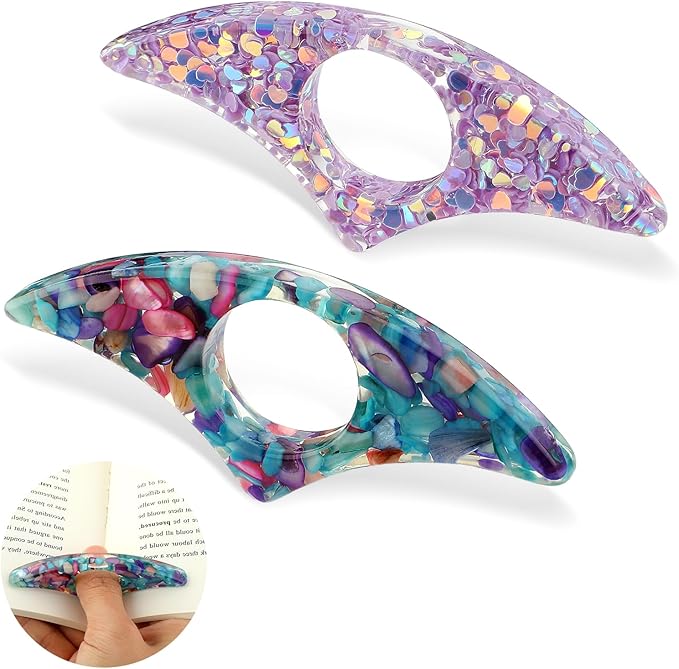 2 Pcs Rhinestones Thumb Book Page Holder, Book Page Holders, Book Accessories for Reading Lovers, Glitter Diamond Dotting Book Opener Holder Thumb, Meaningful Gifts for Book Lovers Teachers Students