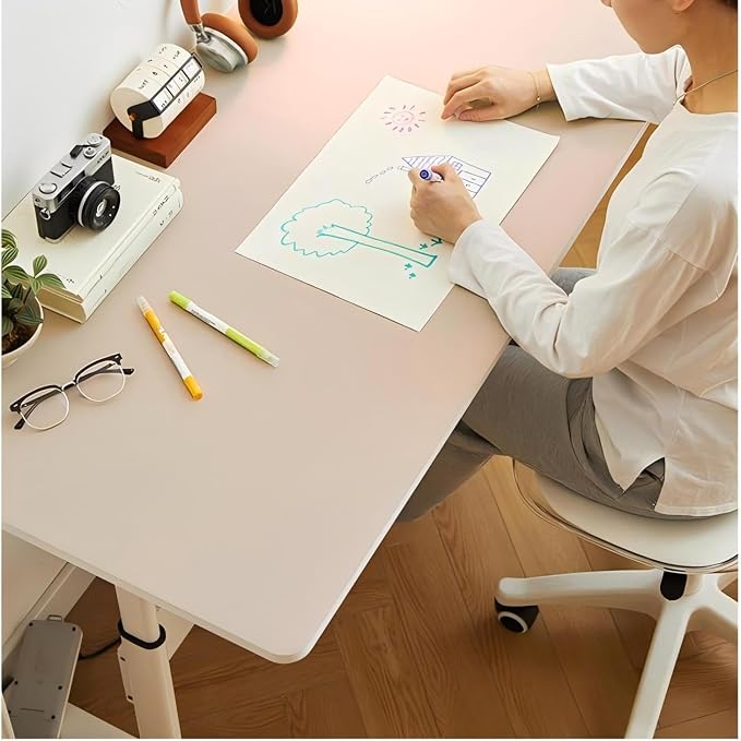 Bloss Extra Large Desk Mat 55" x 24", Non-Slip Dressing Table Cover Protector, Waterproof Student Study Desk Mat, PU Leather Computer Writing Desk Pad for Home Office and Decor - Beige