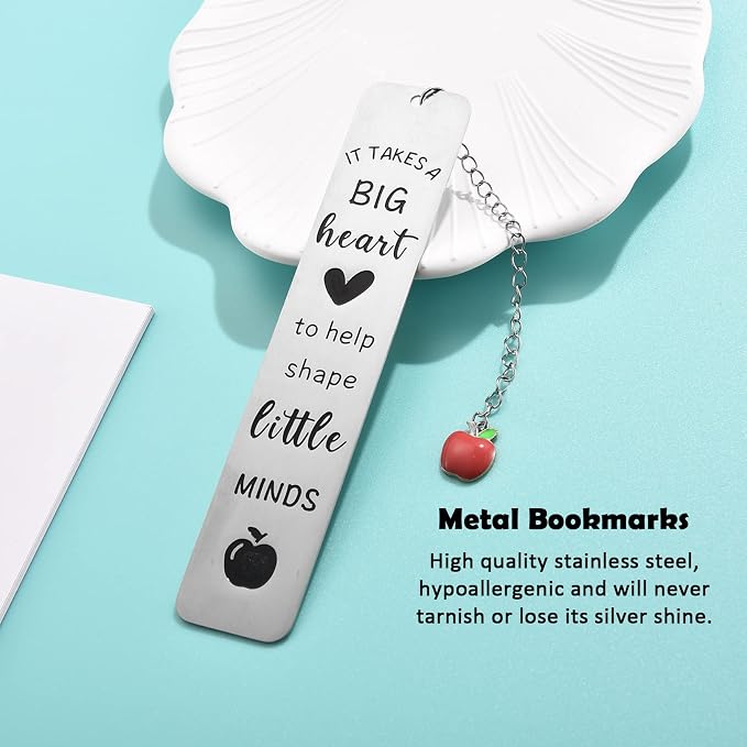 Teacher Gifts for Women Men, 2026 Teacher Graduation Thank You Gifts - It Takes A Big Heart to Help Shape Little Minds Metal Bookmark Birthday Christmas Retirement Teacher Gifts from Students