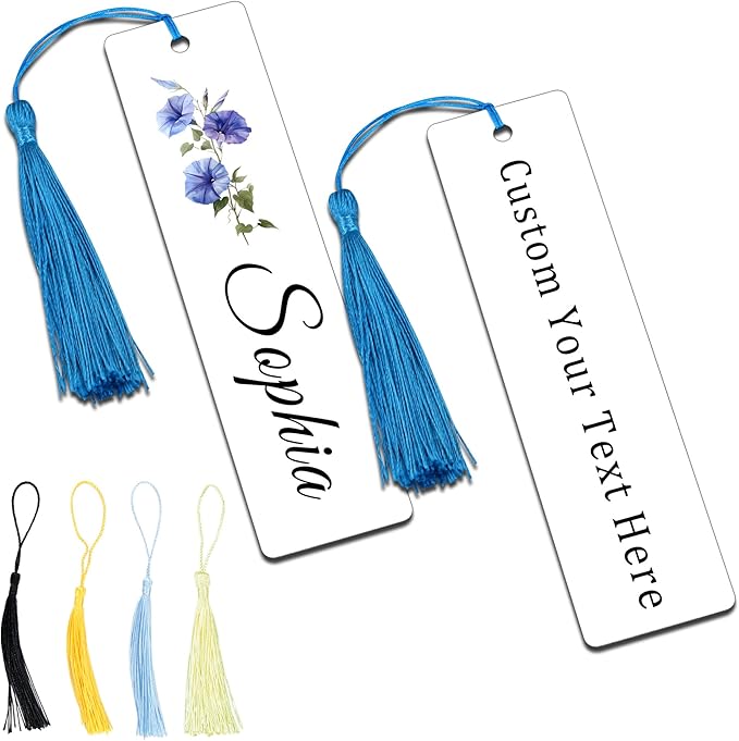 Personalized Bookmarks for Women Book Lover Birth Flower Birthday Customized Gifts for Reading Her Daughter Friends (Aluminum Alloy with Birthday Flower)