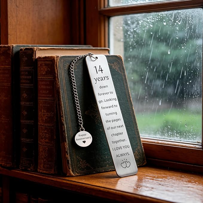 14th Anniversary Ivory Gifts for Men Women 14 Years Silver Anniversary Bookmark for Him Her 14th Wedding Romantic 14 Year Ivory Marriage Gift for Wife Husband Parents Couple (14 Years Bookmark)