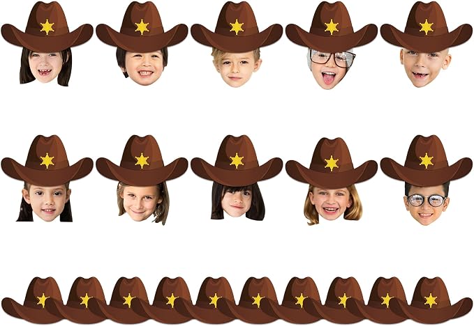 gisgfim 80Pcs Western Cutouts Wild West Cowboy Cowgirl Hat Decorations Bulletin Board Rodeo Party Paper Cut-Outs Classroom Decor for DIY Craft Photo Wall Back to School Kindergarten Party Favor Supply