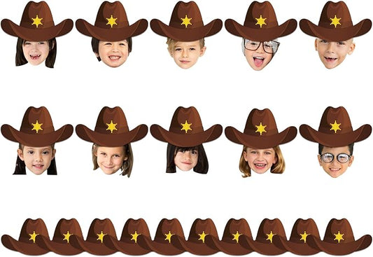 gisgfim 80Pcs Western Cutouts Wild West Cowboy Cowgirl Hat Decorations Bulletin Board Rodeo Party Paper Cut-Outs Classroom Decor for DIY Craft Photo Wall Back to School Kindergarten Party Favor Supply