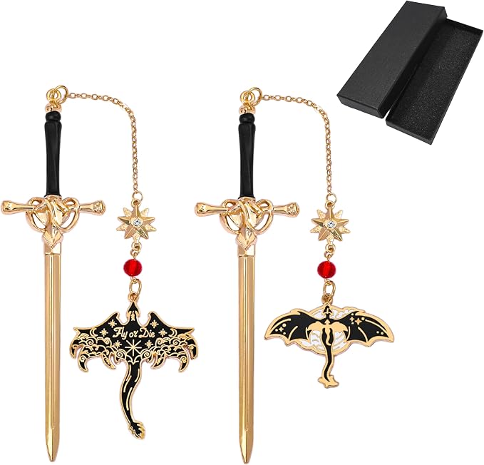 Fantasy Fourth Wing Dragon Sword Bookmarks - Fourth Wing Fans Page Markers Cool Bookmarks for Men Fantasy Dragon Gifts for Male Readers as Birthday Gifts (Dragon Bookmark Set 7)
