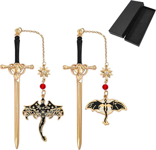 Fantasy Fourth Wing Dragon Sword Bookmarks - Fourth Wing Fans Page Markers Cool Bookmarks for Men Fantasy Dragon Gifts for Male Readers as Birthday Gifts (Dragon Bookmark Set 7)
