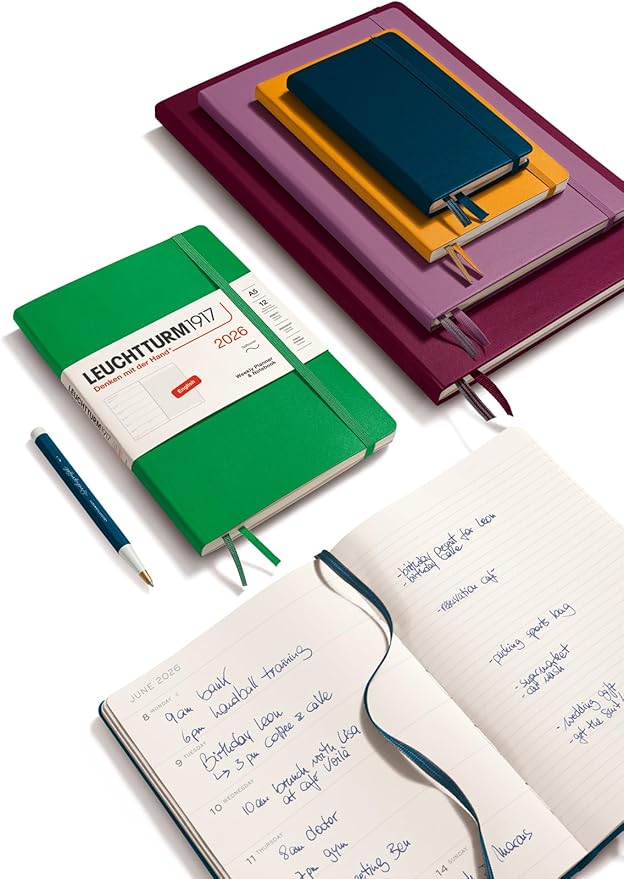 LEUCHTTURM1917 - Weekly Planner & Notebook 2026, Softcover, Medium (A5), Ruled, Black (Jan 1 - Dec 31, 2026)