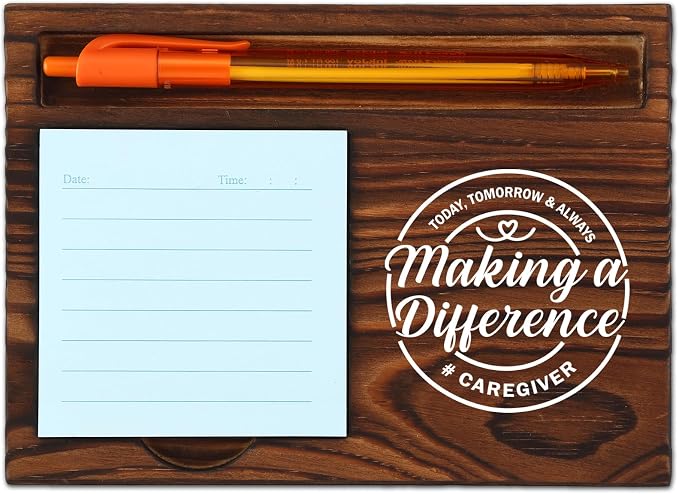 Caregiver Making a Difference Thoughtful Gift for Home Care Nurses Hospice Workers Healthcare Assistants, Functional Desk Organizer, Work Desk Retro Note Pad Holder SDZ322