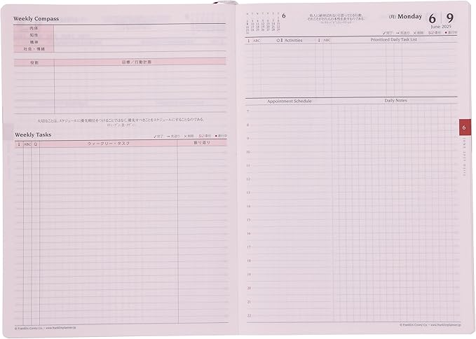 A5 Franklin Planner Organizer One Page Per Day Metallic Begins January 2025, Black Gold 86304