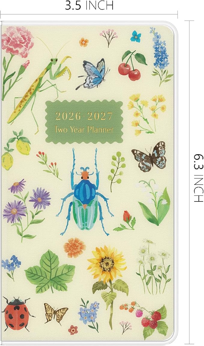 Pocket Calendar 2026-2027, Jotsome 2 Year Monthly Planner from Now to December 2027, 3.5"x6.4", Small Pocket Planner with PVC Cover for Purse, Wildwood
