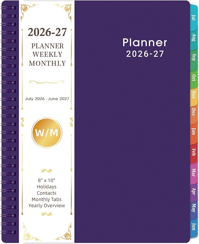 Planner 2026-2027 - Planner 26-27, Jul. 2026 - Jun. 2027, 8”× 10”, 2026-2027 Weekly & Monthly Planners with Monthly Tabs, Strong Twin-Wire Binding, Waterproof cover