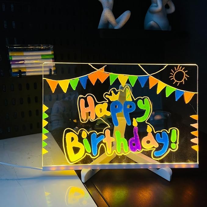 Lumiboard LED Drawing Board 11.9" x 7.9", Acrylic Dry Erase Light Board with 4 Lighting Modes & 7 Colors, Includes Adapter, Invisible Stand, Hanging Chain, 7 Markers & Spray Bottle
