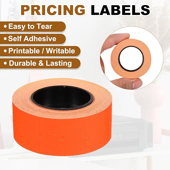 PATIKIL Pricing Labels, 10 Rolls 5000 Price Price Gun Labels Self-Adhesive Rectangular Puzzle Shape Marker Tag Stickers for Date Gun, Red