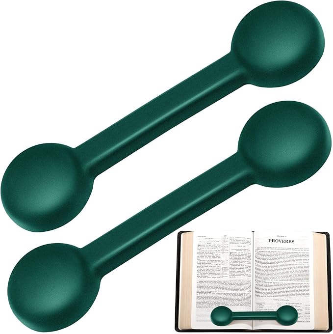 Eersida 2 Pieces Weighted Bookmarks Book Weight Page Holder Rubber Book Weight Bookmark Portable Weighted Rubber Page Holder for Adults Reading(Green)