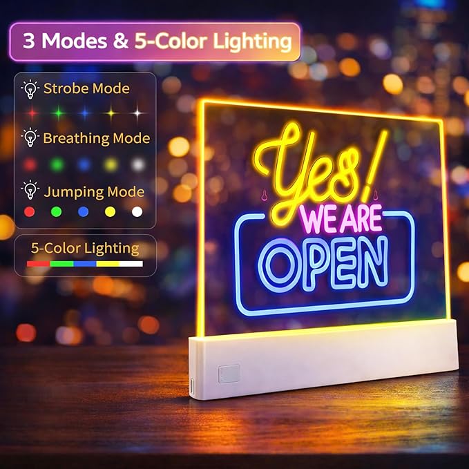 LED Drawing Board with Highlighters, 13.18"X10" Doodle Glow Drawing Board with 3 Modes & 5 Colors, 8 Colored Pen Neon Light Up Writing Tablet Gifts for Kids, Girls, Birthday, Mom Gifts (8 Pen)