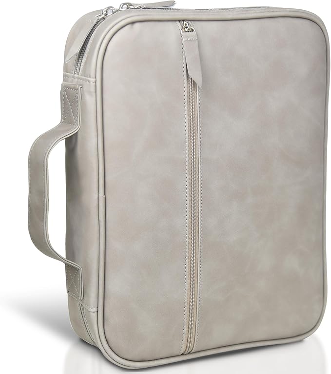 Orionstar Bible Cover for Women/Men, Leather Bible Case With Handle, Minimalist Design for Women/Men, Water Resistant Bible Cover Case, Surface Zippered Storage Pocket, Bible Gift