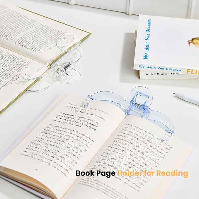 Transparent Book Page Holder for Reading, Large Book Clips to Hold Book Open, Page Holder Clip for Fixing Music Book, Page Marker for Teaching, Cooking