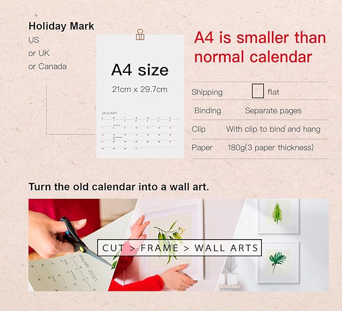 Tropical Plant - 2025 Botanical Watercolor Art Wall Calendar, Foliage Painting Planner, Christmas Gift for Plant Lover, A4 21 x 29.7 cm (1)