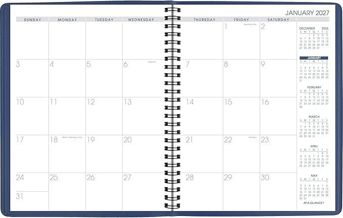 AT-A-GLANCE 2027 Planner, Monthly, 7" x 8.75", Unruled Daily Blocks, Blue (701242027)