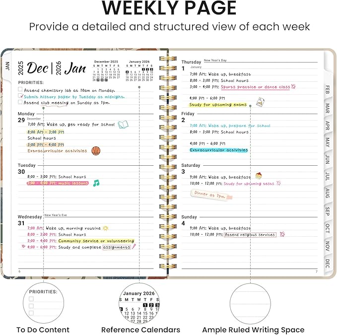 2026 Planner, Weekly and Monthly Calendar Planner for Women, Jan 2026 - Dec 2026, Hardcover Planning Agenda book with Tabs, Spiral Bound, Inner Pocket, Perfect for School Office Supplies, 6.3" x 8.5" - Pumpkin Patch