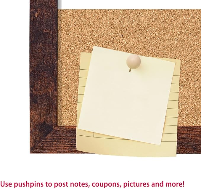 Monthly Calendar Dry Erase White Board & Cork Bulletin Board，13" x 17" Brown Wood Frame，Magnetic Surface Whiteboard.Perfect for Organizing Your Space.Whiteboard+Cork-3343B-BN
