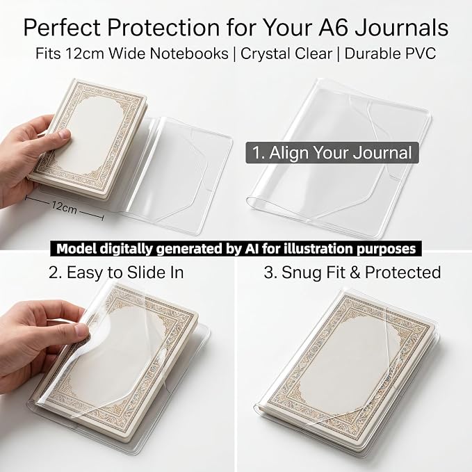 4Pcs A6 Clear Cover, Transparent A6 Journal Cover for Notebooks Size 4.1 X 5.8 Inches, Plastic Clear Notebook Covers for Journal Weeks Planners Books