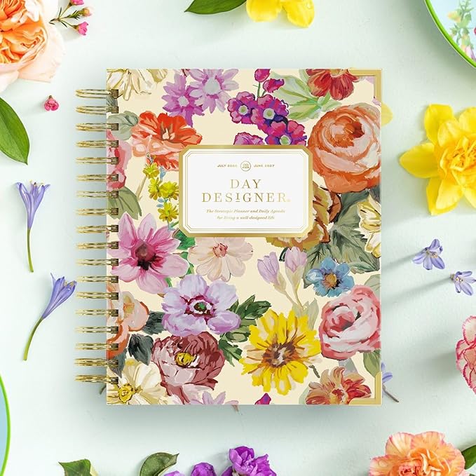 Day Designer 2026-2027 Daily Academic Year Planner Calendar, July 2026 - June 2027, 7.4" x 9.5", Glossy Laminated Cover, Wirebound, Laminated Tabs, Storage Pocket, Includes Stickers & Snap-In Ruler, Oh So Lovely