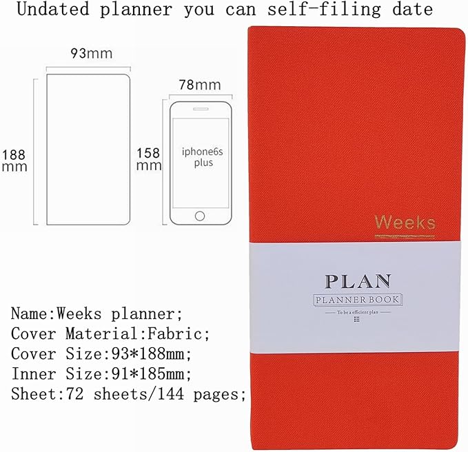 Undated Pocket Weekly Planner Schedule Organizer Agenda Year Month Week Plan A6 Notebooks (A6 Undated Planner Orange)