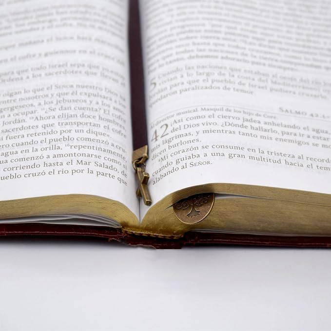 BLBMH Genuine Leather Bible Bookmark | Tree of Life Cross with Ribbon | Christian Gifts for Women Men Book Lovers Mom - Coffee LB2