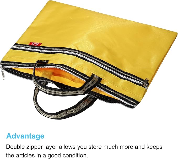 PATIKIL Waterproof Zipper File Bag, Documents Books Tools Storage Zip Pouch for Office Travel, Yellow