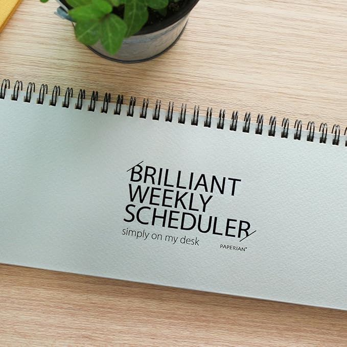 PAPERIAN Brilliant Weekly Scheduler - Wirebound Undated Weekly Planner Pad Scheduler (Gray)