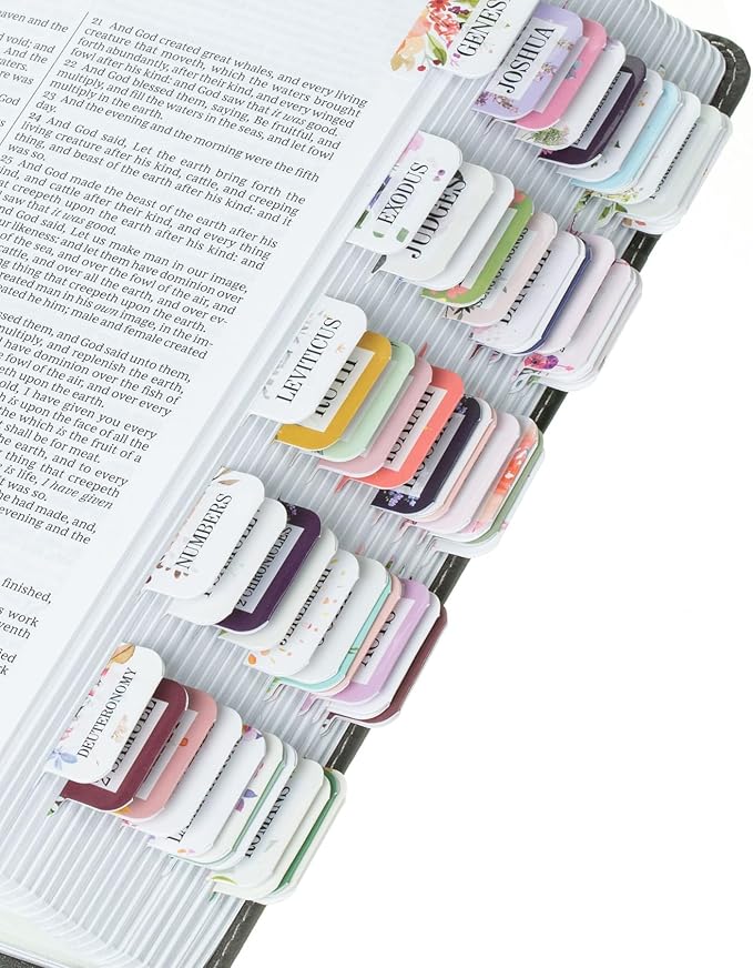 Mr. Pen- Bible Tabs, 120 pcs, Floral Design, Laminated Bible Tabs for Study Bible, Bible Tabs Old and New Testament Bible Book Tabs, Bible Tabs for Women, Tabs for Bible, Bible Index Tabs