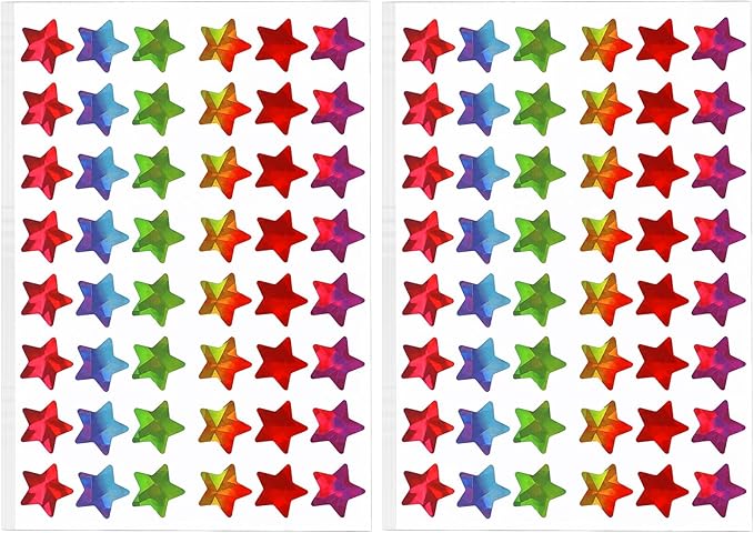 1440 Pcs Holographic Glitter Foil Rainbow Stars, 0.6" Small Stickers for Kids Reward, Behavior Chart, Student Planner, School Classroom, Teacher Supplies, DIY Decorations