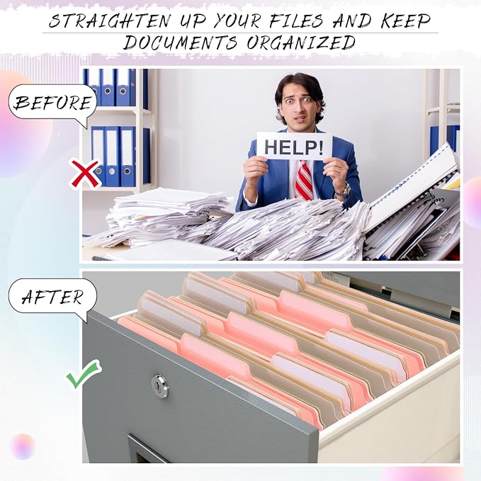 24 Pcs File Folders 9.5x11.6 Inch Manilla Folders Letter Size with 1/3 Cut Tabs 12 Colored Office Home School Organizers for Documents, Classroom Supplies and Paper Storage (Sweet Color)