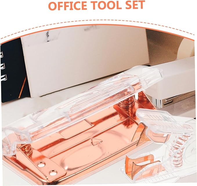 NUOBESTY 1 Set Transparent Office Staple Hole Punch Elegant Design for Neat Versatile Functionality Sharp Blades for Clean Punching and Stapling