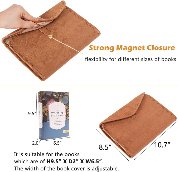 Reusable Adjustable Book Cover with Strong Magnetic Closure – Soft Protective Book Sleeve for Paperback & Hardcover, Fits Up to 9.5” x 6.5” x 2” Books – Flexible, Washable & Reusable Book Protector