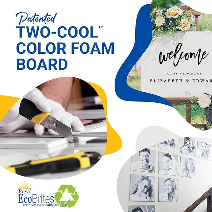 Royal Brites Dual Color Black/White Foam Board 22” x 28”, Sturdy & Lightweight 3/16" Thick Board for Art, Work Presentations, & School Projects, Pack of 4