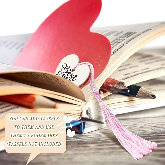 Weysat 48 Pcs Father's Day Crafts Decorations Wooden Heart Shaped Cutouts Best Dad Ever Wooden Ornaments Blank Wood Father's Day Gifts Bulk Tag Keepsake for DIY Dad Birthday Party Hanging Decor