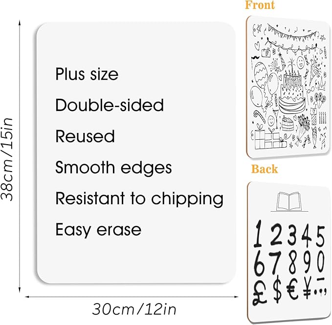 Stondino 12 Pack Big Dry Erase Lapboard- 2023 Edition 12 x 15 inch Large Double-Sided White Boards Office & School Supplies for Teachers/Students/Children/Classroom, Reusable Double-Sided Whiteboard