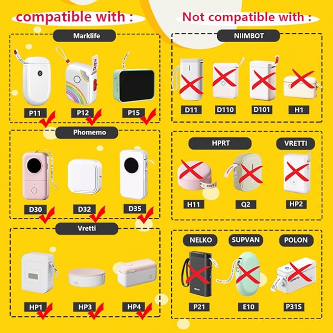 3 Rolls Compatible with D30/P11/HP1 Label Tapes, 14 x 40 mm, Prints barcodes, Names, Prices, Ideal for Home, School, and Office use (180 Labels/roll)