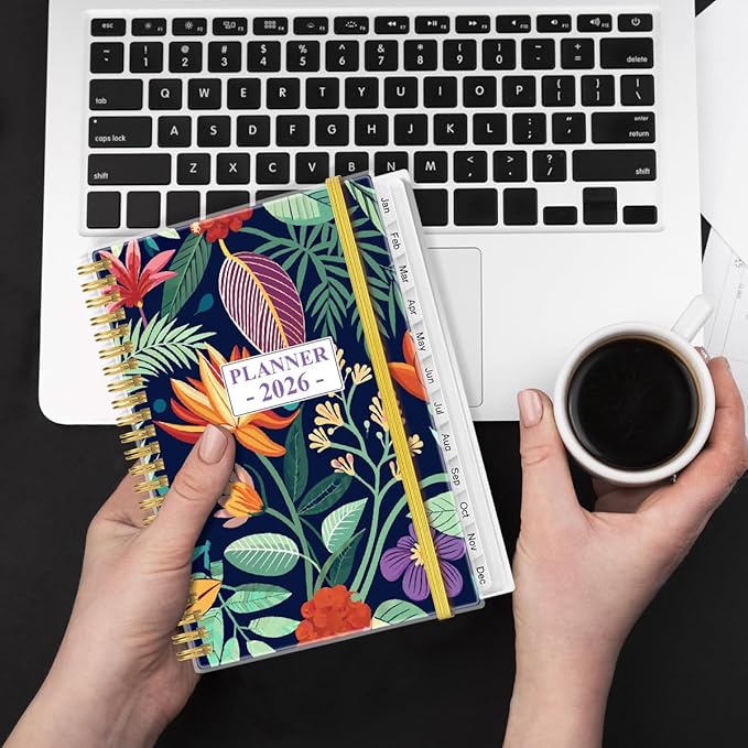 2026 Planner - Planner 2026 from January 2026 - December 2026, Weekly & Monthly Planner Spiral Bound with 12 Monthly Tabs, Inner Pocket, 6.4" x 8.5", Flower-F