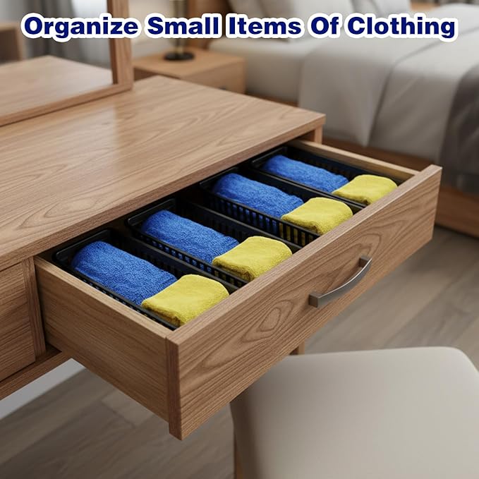 Kifmurase 24PCS Slim Storage Baskets Tray, 10x3x2.4 Inch Flat Plastic Storage Bin, Stackable Narrow Rectangular Desk Drawer Organizer Trays for Makeup Bathroom Kitchen Office Desktop Supplies(Black)