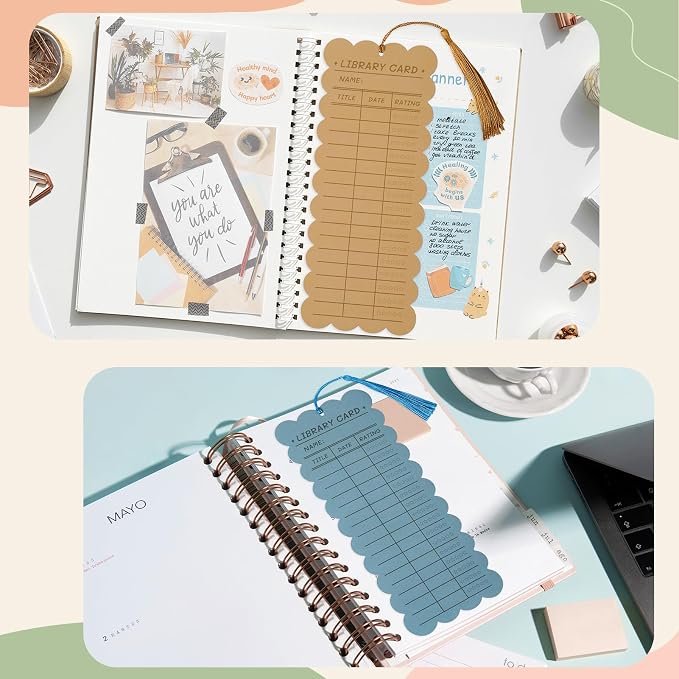 50 PCS Reading List Bookmarks Book Tracker with 50 Bookmark Tassels, 3 x 8 Inch Morandi Library Card Reading Log Bookmark for Teachers Women Book Lovers