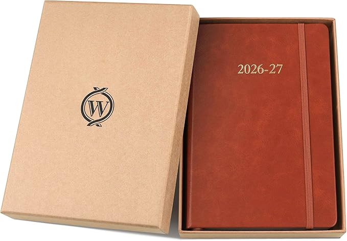 Wykeham's Executive 2026-27 Daily Journal Planner – Customization Available – Mid-Year Academic Diary (Brown, 8.5"×5.5")