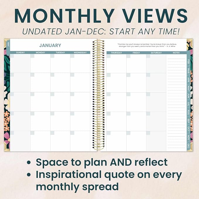 bloom daily planners Undated Chronic Illness Planner & Medical Journal - 12 Month Pain & Symptom Tracker, Mood & Medication Log, Appointment Organizer (7” x 9”) - Chronically Resilient