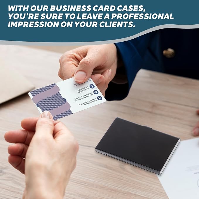4 Pack Metal Business Card Holder Case Slim Business Card Case Professional Busineses Holder Cases Pocket Metal Cases Purse Name Cards Holders Credit Cards Organizer with Buckle Style Shut