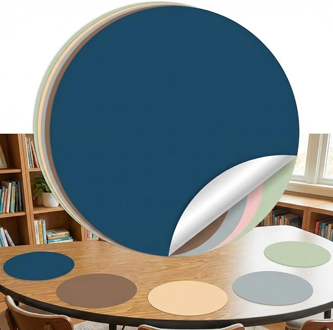 Ireer 12 Pcs 13 '' Dry Erase Dots for Classroom Table Classroom Decor Boho Colorful Stickers for Whiteboard Wall Decor Removable Dry Erase Circles for School Teacher Supplies(Neutral,Morandi Color)